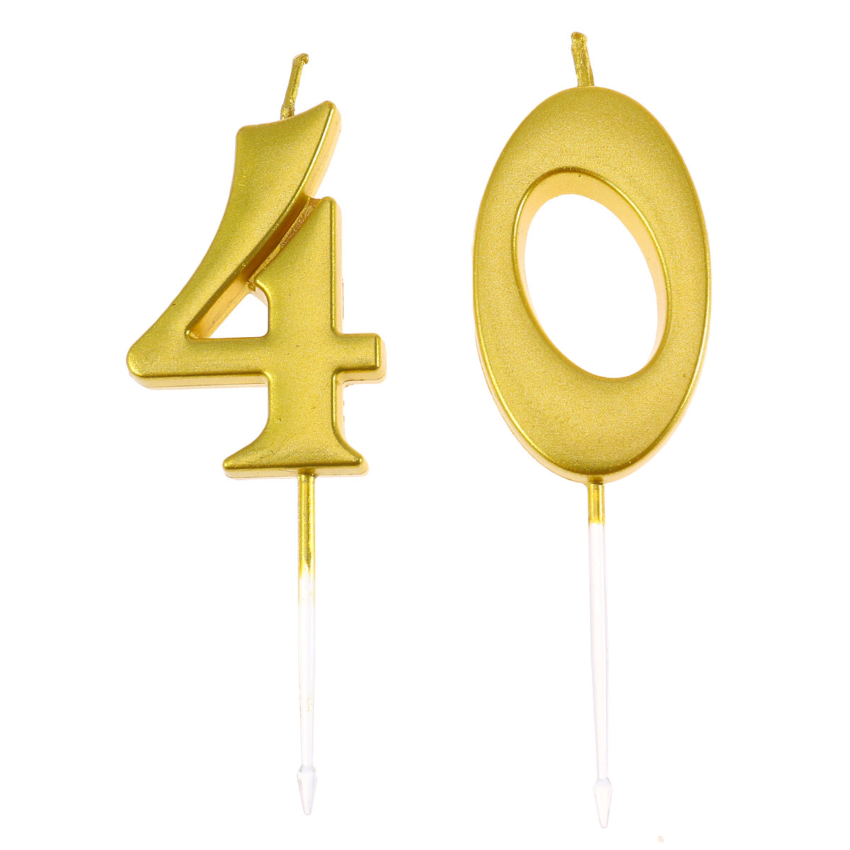 Candle Supply - 2Pcs Golden Number 40 Birthday Candles