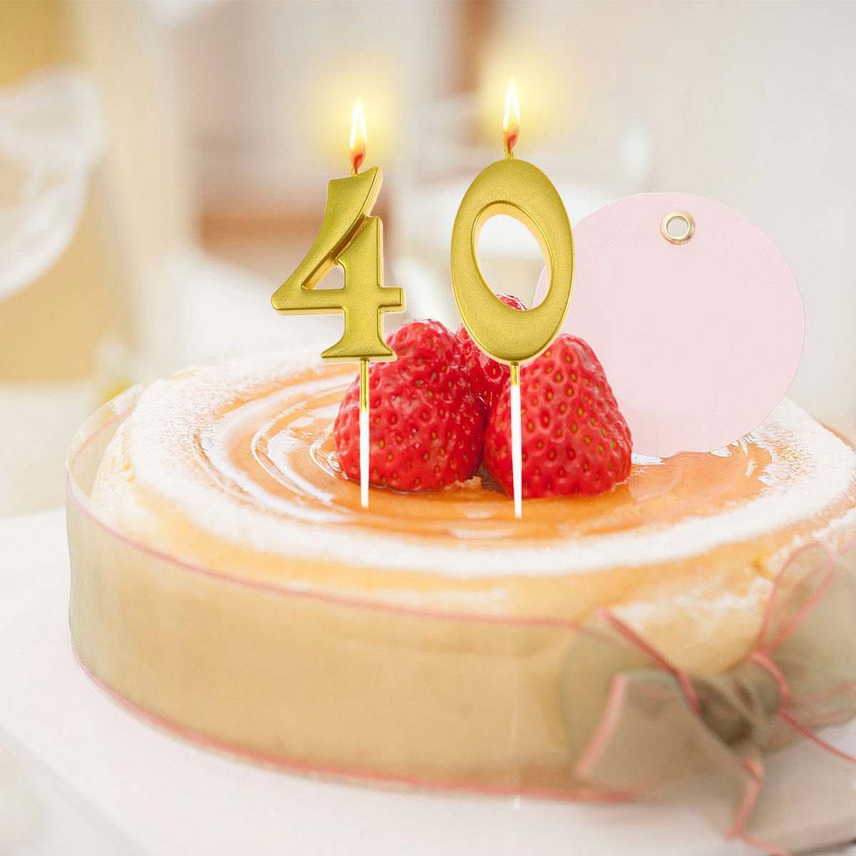 2Pcs Golden Number 40 Birthday - Candle Supply 评论和价格